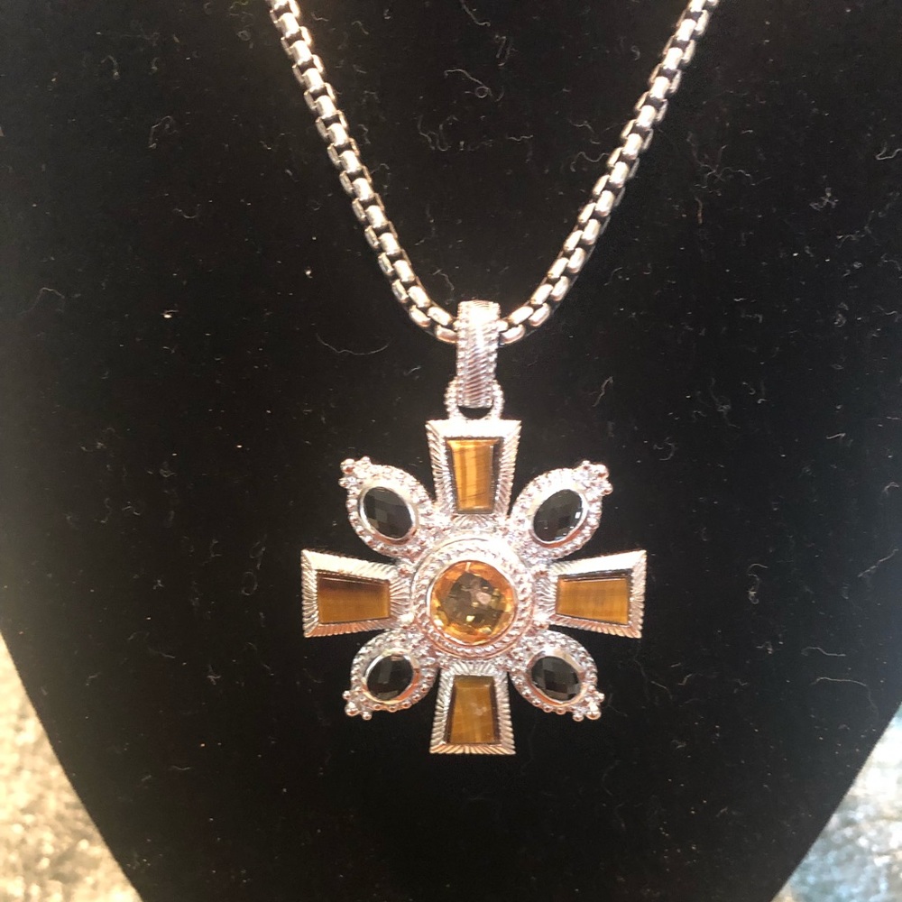 Judith Ripka Silver and Tiger’s Eye Pendant